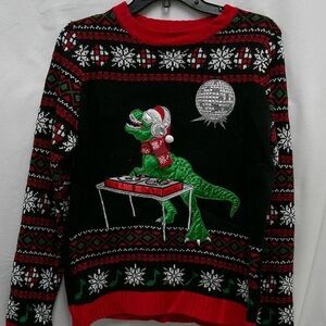 Holiday Time Dinosaur DJ Christmas Sweater